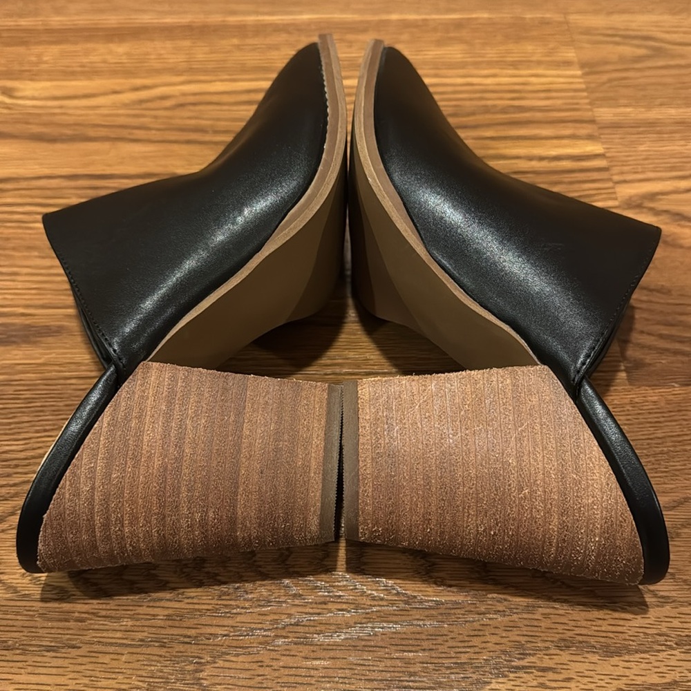MAYA-PU ABOUND  pointed block heels black mules. Size 9 1/2 M - Picture 9 of 14